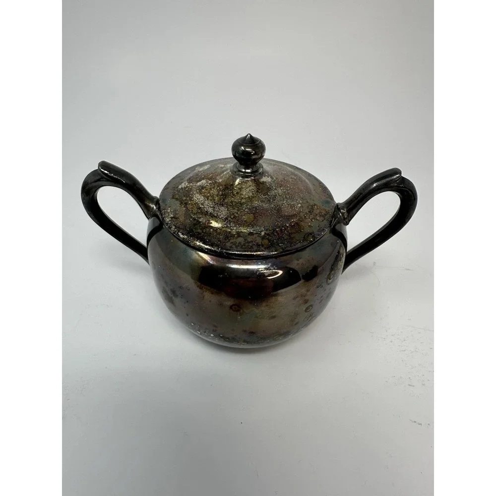 F.B. Rogers Silver Co. 1883 Silver on Copper Sugar Bowl and Creamer Set